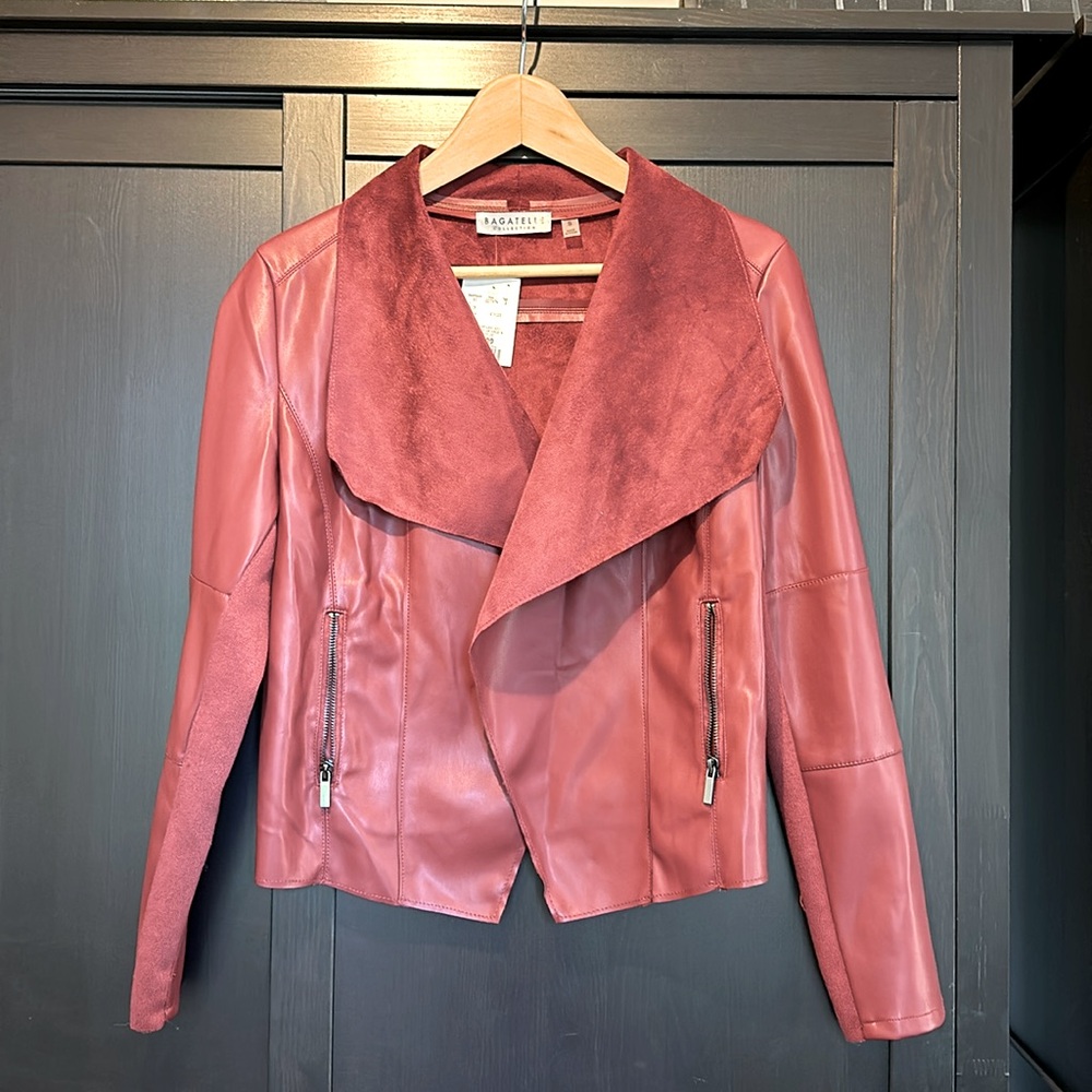 Faux Leather Jacket Wine Colour size S